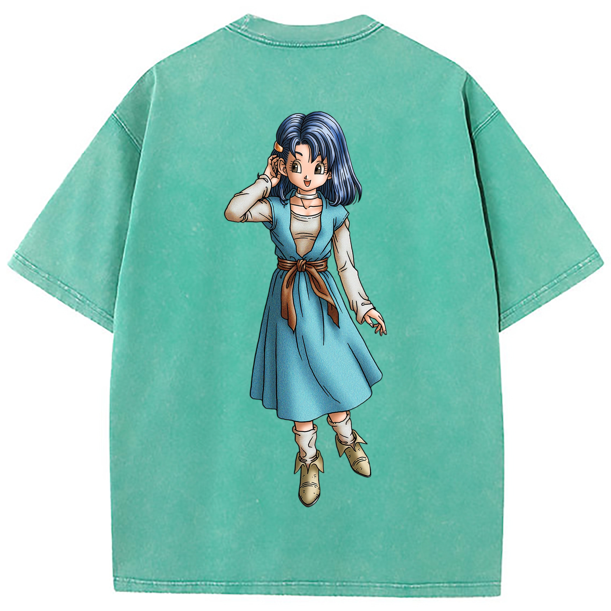 （画像用） ドラゴンクエスト Doragon Kuesuto Dragon Quest 綿100% ヴィンテージ風 半袖Tシャツ（背面プリント）